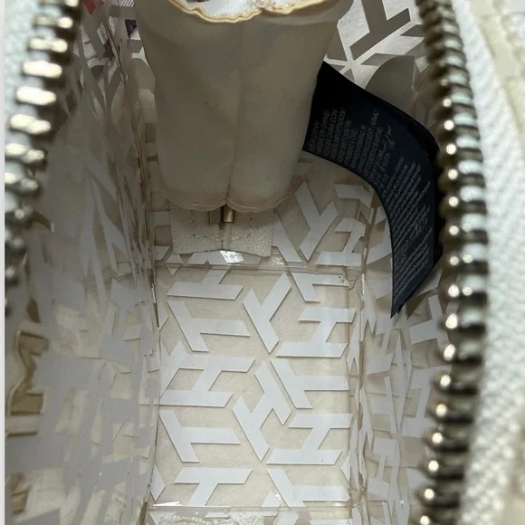 GUC Tommy Hilfiger White and Gold Transparent Monogram Circular Crossbody Bag - Picture 8 of 9